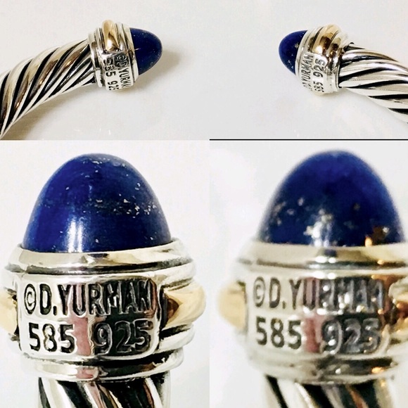 David Yurman 7mm Lapis Lazuli Cable Cuff Bracelet - Picture 5 of 7